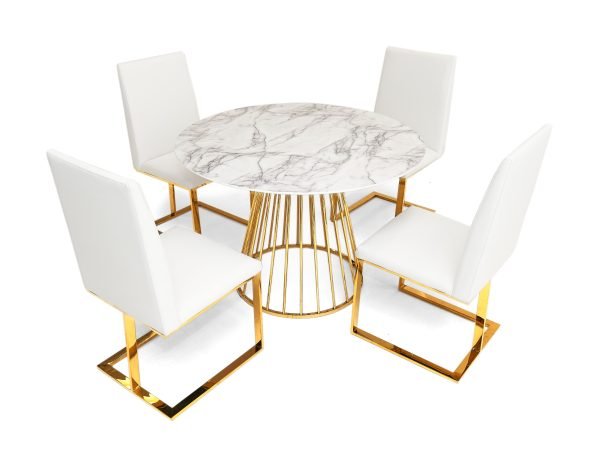 Modrest Frankie - Contemporary White & Gold Dining Chair - Image 5