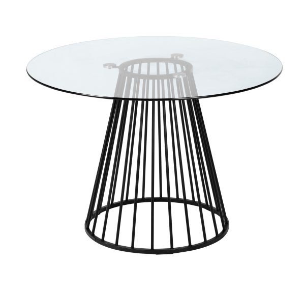 Modrest Holly - Modern Round Clear Glass and Black Dining Table