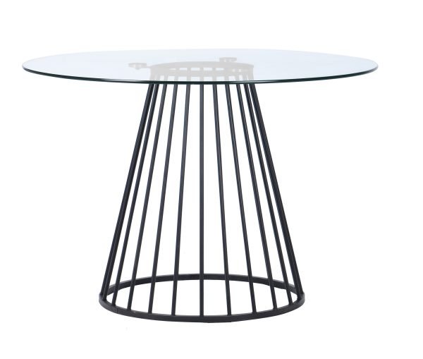 Modrest Holly - Modern Round Clear Glass and Black Dining Table - Image 2