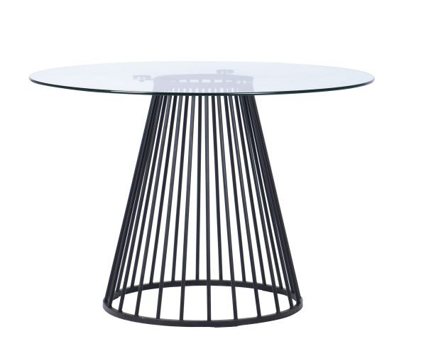 Modrest Holly - Modern Round Clear Glass and Black Dining Table - Image 3