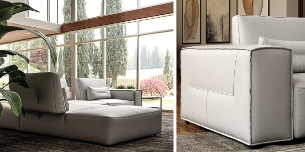 Coronelli Collezioni Hollywood - Italian Leather White Sectional Sofa with Ottoman - Image 3