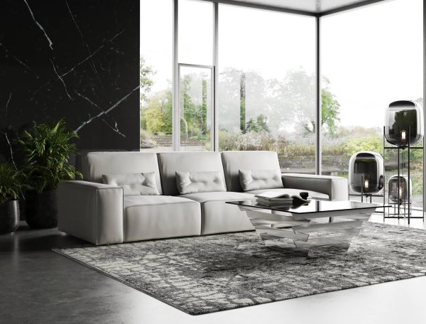 Coronelli Collezioni Hollywood - Italian Grey Maya Cloud Leather Sectional Sofa - Image 2