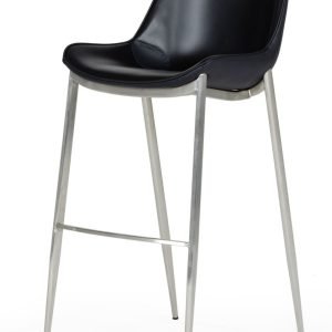 Modrest Hooper - Modern Black Eco-Leather Bar Stool (Set of 2)