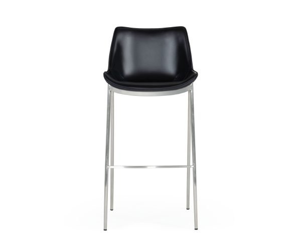 Modrest Hooper - Modern Black Eco-Leather Bar Stool (Set of 2) - Image 3