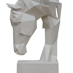 Modrest Horse - Geometric White Sculpture