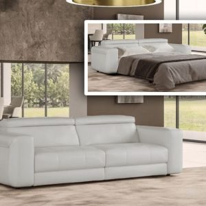 Coronelli Collezioni Icon - Modern Italian Grey Leather Sofa Bed