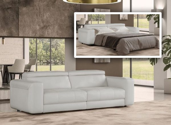 Coronelli Collezioni Icon - Modern Italian Grey Leather Sofa Bed