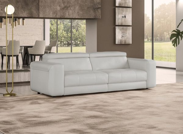 Coronelli Collezioni Icon - Modern Italian Grey Leather Sofa Bed - Image 2
