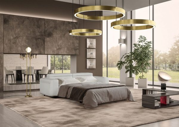 Coronelli Collezioni Icon - Modern Italian Grey Leather Sofa Bed - Image 3