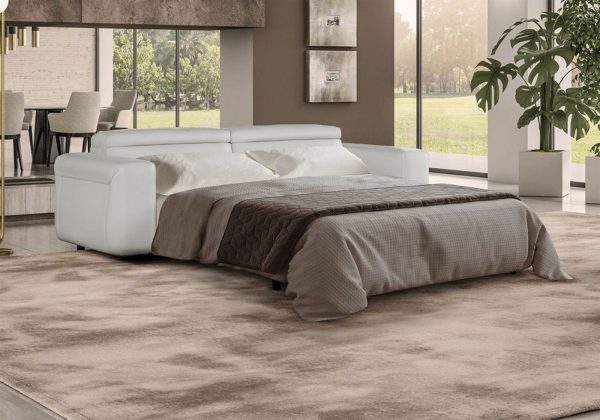 Coronelli Collezioni Icon - Modern Italian Grey Leather Sofa Bed - Image 4