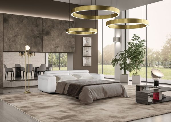 Coronelli Collezioni Icon - Modern Italian White Leather Sofa Bed - Image 2
