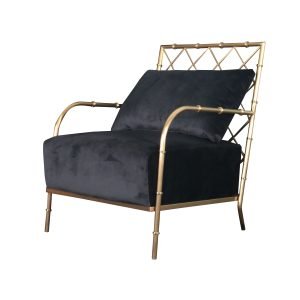 Divani Casa Ignacio - Glam Black Velvet & Gold Accent Chair
