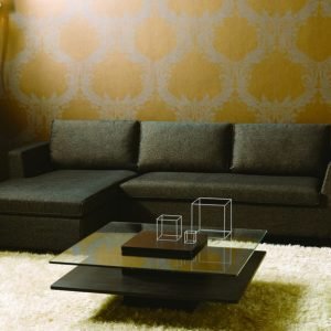 Emulsion Modern Black Oak Glass Coffee Table