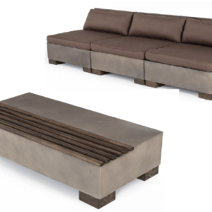 Modrest Delaware - Modern Concrete Sofa Set with Rectangular Coffee Table