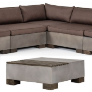 Modrest Delaware - Modern Concrete Modular Small Sectional Sofa Set with Square Coffee Table