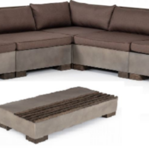 Modrest Delaware - Modern Concrete Modular Small Sectional Sofa Set with Rectangular Coffee Table