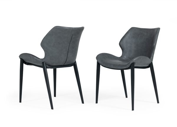Modrest Instone - Industrial Dark Grey Eco-Leather Dining Chair (Set of 2) - Image 2