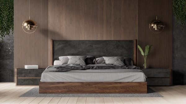 Nova Domus Rado - Modern Walnut & Volcanic Slate Bed - Image 4