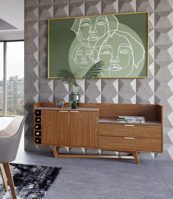 Modrest James - Contemporary Walnut & White Buffet - Image 5