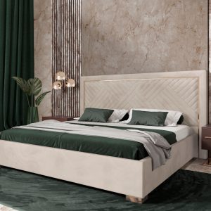 Modrest Corrico - Off White Velvet Modern Q Bed
