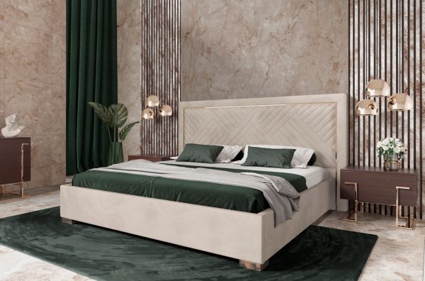Modrest Corrico - Off White Velvet Modern EK Bed