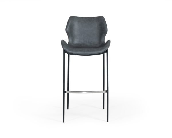 Modrest Ithaca - Industrial Dark Grey Eco-Leather Bar Stool (Set of 2) - Image 2