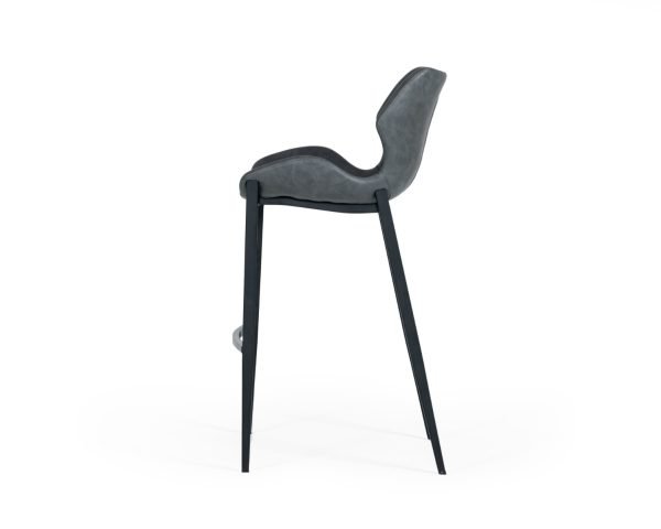Modrest Ithaca - Industrial Dark Grey Eco-Leather Bar Stool (Set of 2) - Image 3