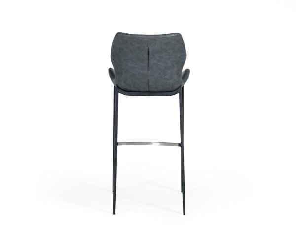 Modrest Ithaca - Industrial Dark Grey Eco-Leather Bar Stool (Set of 2) - Image 4