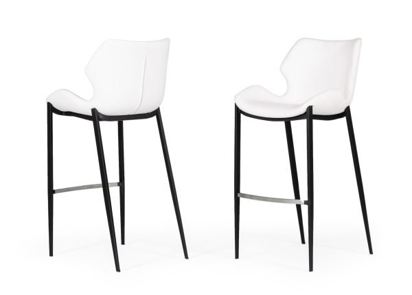 Modrest Ithaca - Modern White Leatherette Bar Stool (Set of 2) - Image 2