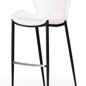Modrest Ithaca - Modern White Leatherette Bar Stool (Set of 2)