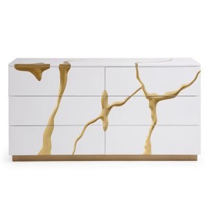 Modrest Aspen Modern Wide White and Gold Dresser