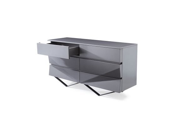 Modrest Duke Modern Grey & Black Gun Chrome Dresser