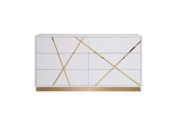 Modrest Nixa  Modern White & Gold Dresser - Image 2