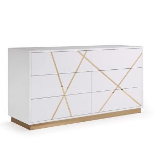 Modrest Nixa  Modern Wide White and Gold Dresser