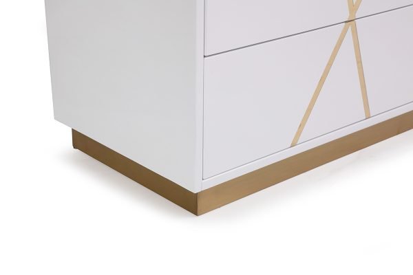 Modrest Nixa  Modern Wide White and Gold Dresser - Image 4