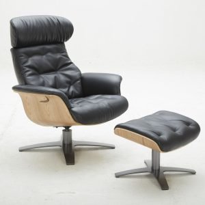 Modrest - Nowak Modern Black Lounge Chair & Ottoman Set
