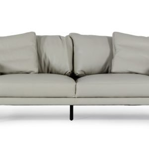 Divani Casa Jacoba - Modern Light Grey Leather Sofa