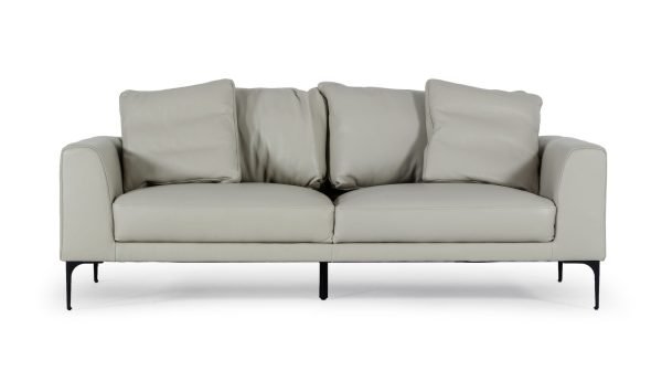 Divani Casa Jacoba - Modern Light Grey Leather Sofa