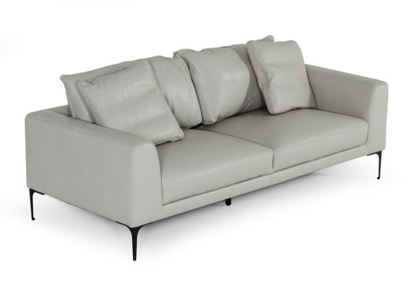 Divani Casa Jacoba - Modern Light Grey Leather Sofa - Image 2