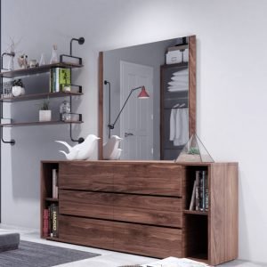 Nova Domus Jagger Modern Walnut Dresser & Mirror Set