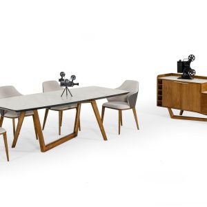 Modrest James - Contemporary Walnut & White Dining Table