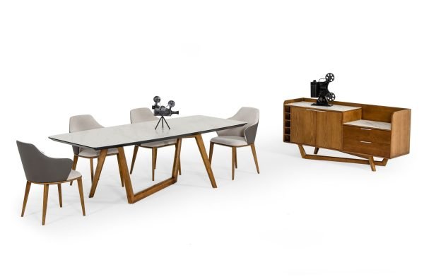 Modrest James - Contemporary Walnut & White Dining Table