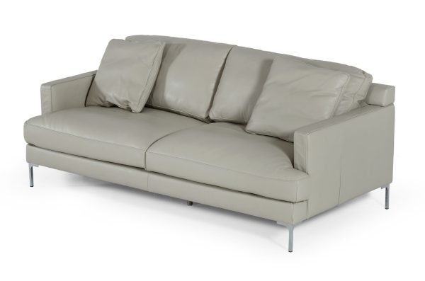 Divani Casa Janina - Modern Light Grey Leather Sofa - Image 2