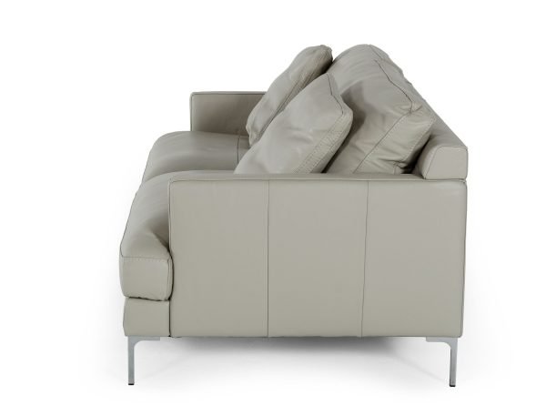 Divani Casa Janina - Modern Light Grey Leather Sofa - Image 3