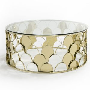 Modrest Javier Modern Glass & Gold Round Coffee Table