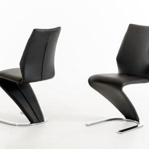 Penn Modern Black Leatherette Dining Chair (Set of 2)