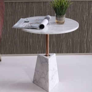 Modrest Jeanette - Contemporary White Marble & Rosegold End Table