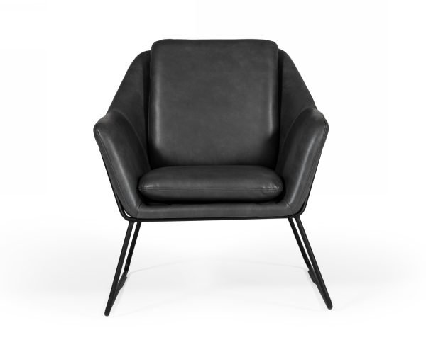 Modrest Jennifer - Industrial Dark Grey Eco-Leather Accent Chair - Image 2