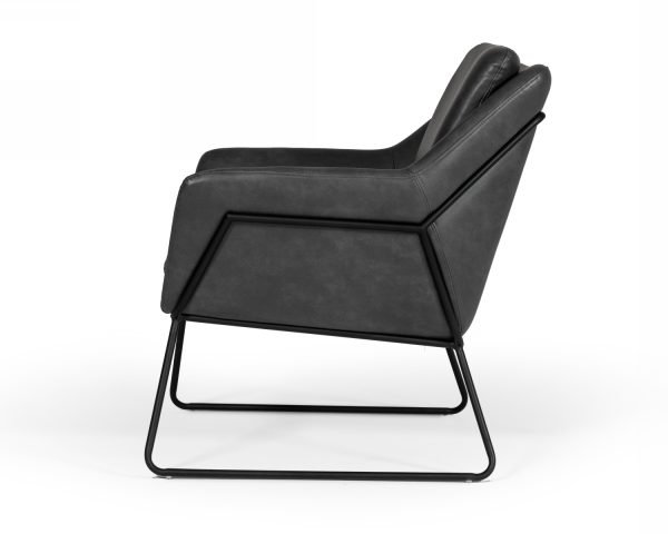 Modrest Jennifer - Industrial Dark Grey Eco-Leather Accent Chair - Image 3