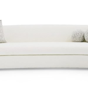 Modrest - Joshua Modern 4-Seater Curved White and Taupe Fabric Sofa